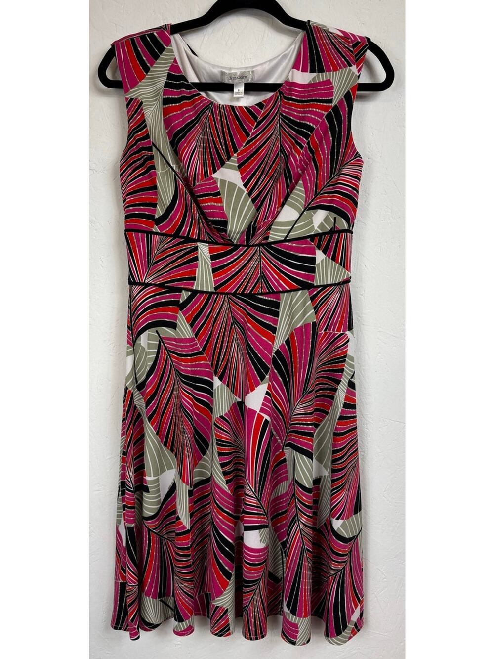 Dress Barn Red and Pink Sleeveless Knee-length Dress Women's Size 8